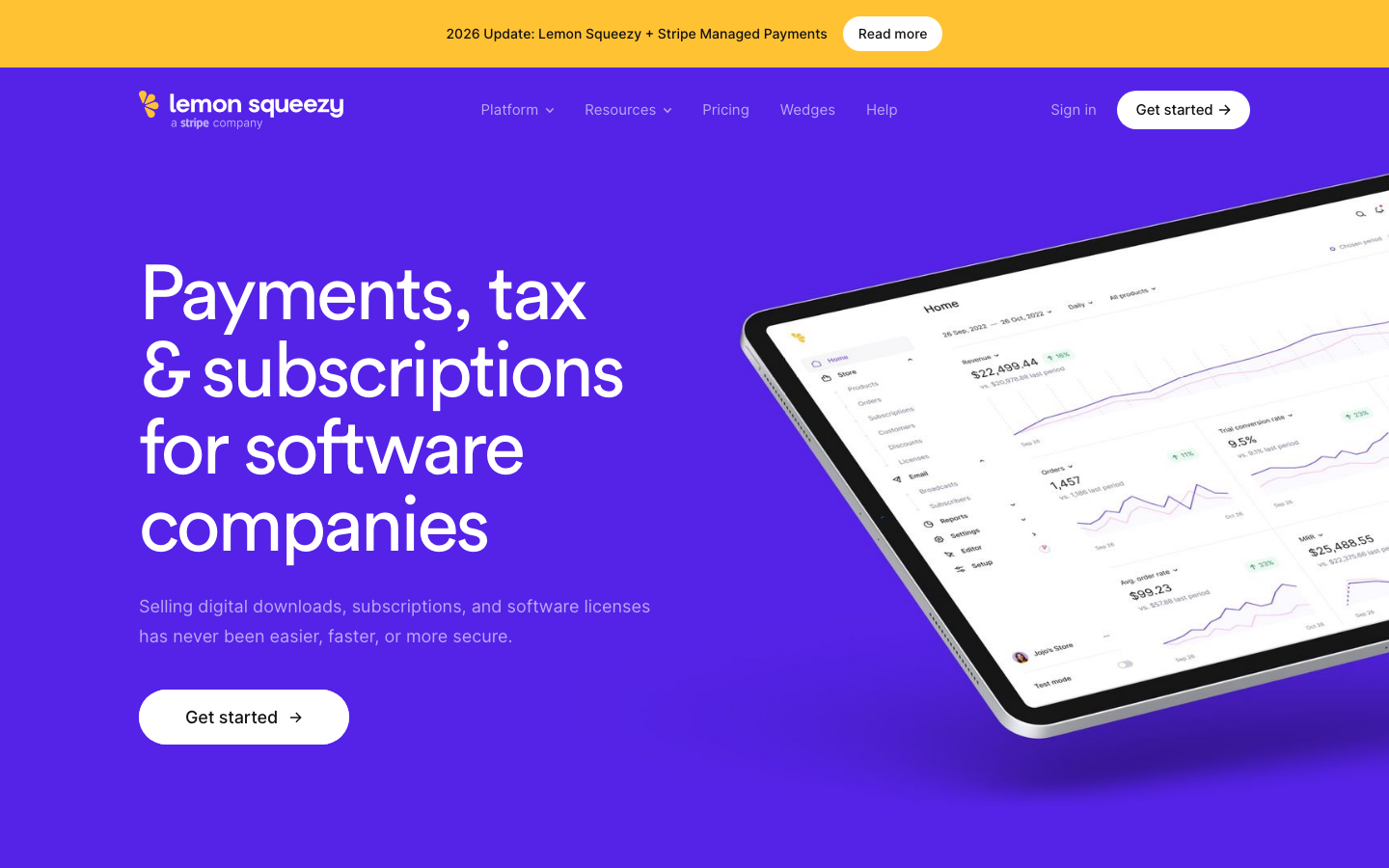 Payments, tax & subscriptions for software companies • Lemon Squeezy